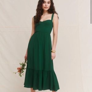 NWT never been worn Reformation forest green celestial dress in size 6